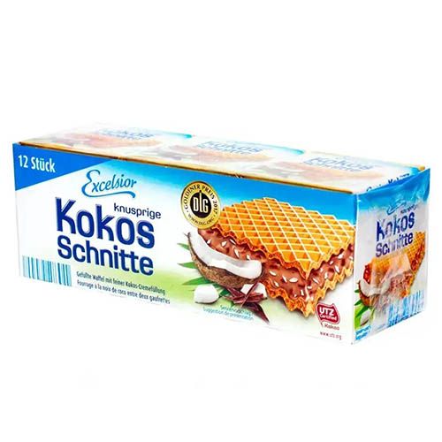 Вафлі з кокосом Ексельсіор кокосовий смак 250 г (12 штук)
