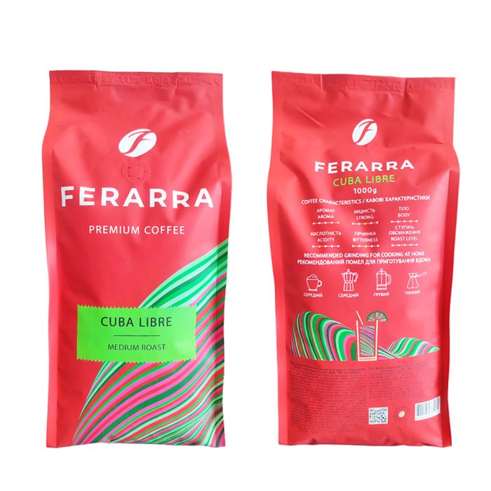 Ароматизована кава в зернах Ferarra кубинський ром 1 кг