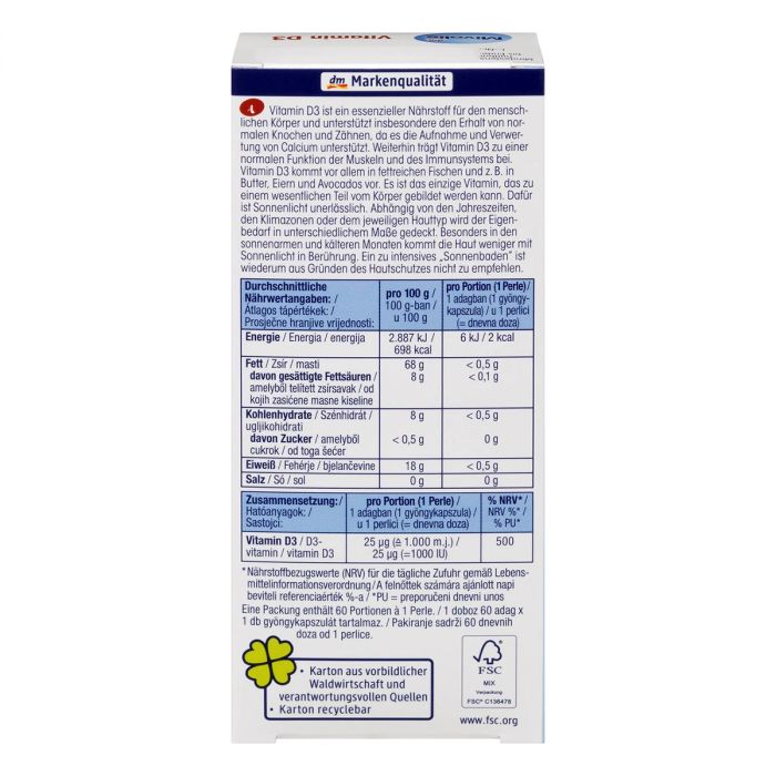 Вітамін D3 для дорослих Mivolis Vitamin D3 60 шт