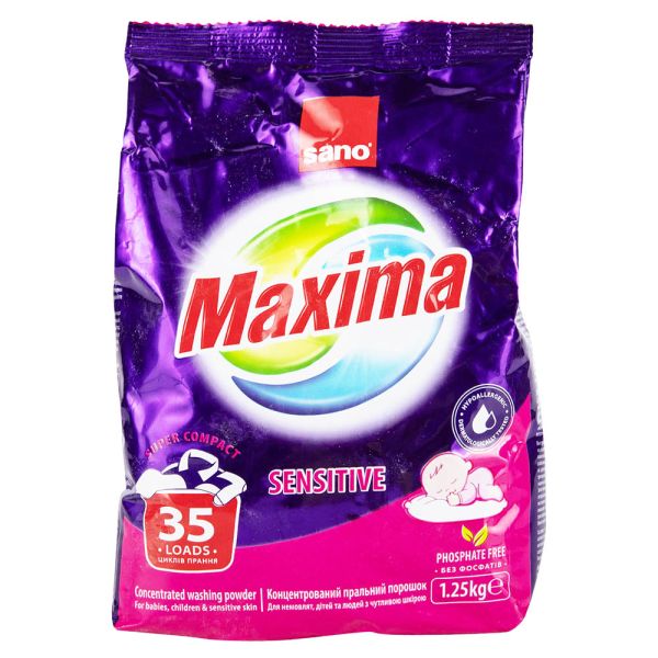 Безфосфатний порошок для прання Sano Maxima Sensitive 1,25 кг (35 прань)