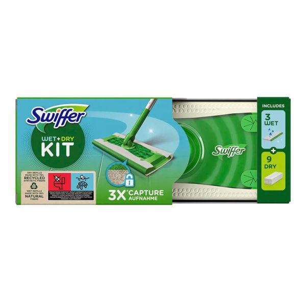 Набір Swiffer швабра, 9 сухих і 3 вологі серветки для пилу