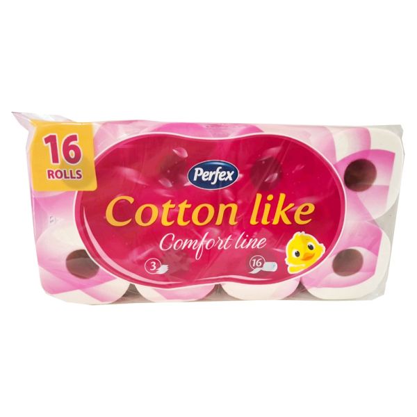 Тришаровий туалетний папір Perfex Cotton like 16 рулонів