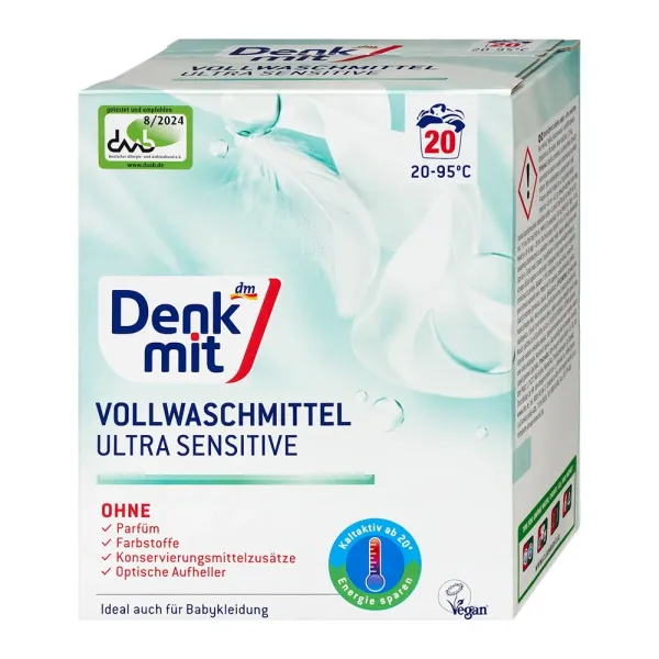 Безфосфатний порошок для прання світлих речей DenkMit Ultra Sensitive 1,35 кг (18 прань)