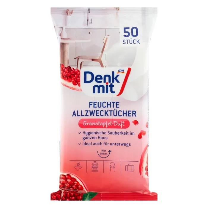 Вологі серветки для прибирання з ароматом граната Denkmit  50 шт