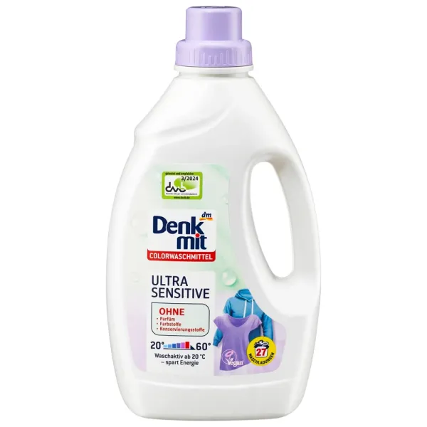 Безфосфатний гель для прання кольорових речей DenkMit Ultra Sensitive 1,5л (27 прань)