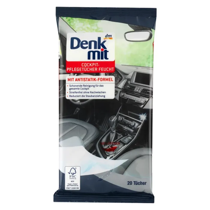 Вологі  серветки для догляду за автомобілем Denkmit  20 шт