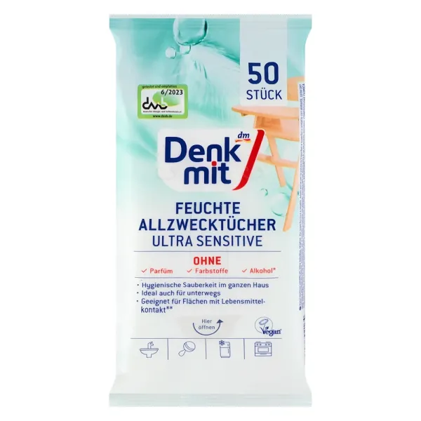Вологі серветки для прибирання Denkmit Ultra Sensitiv 50 шт