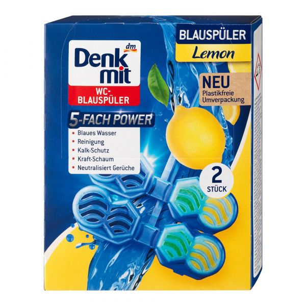 Підвіска для унітазу блакитна вода DenkMit Blauspüler Lemon Splash 2 шт